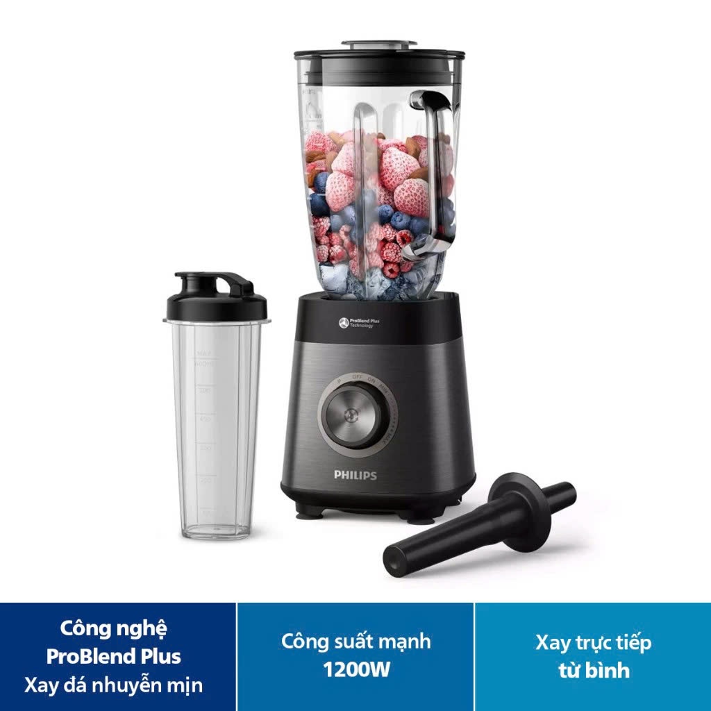 Máy Xay Sinh Tố Philips HR3041/00 công nghệ Problend Push series 5000 II HR2222/00 - Hàng Chính Hãng