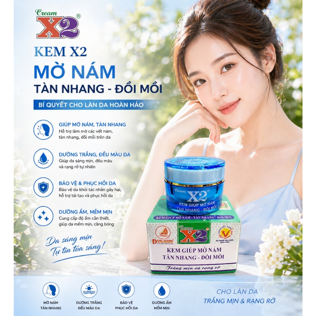 KEM X2 ĐĂNG DƯƠNG - KEM X2 NÁM TÀN NHANG ĐỒI MỒI 8GR
