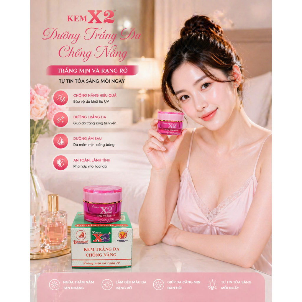 KEM X2 ĐĂNG DƯƠNG - KEM X2 TRẮNG DA CHỐNG NẮNG 8GR