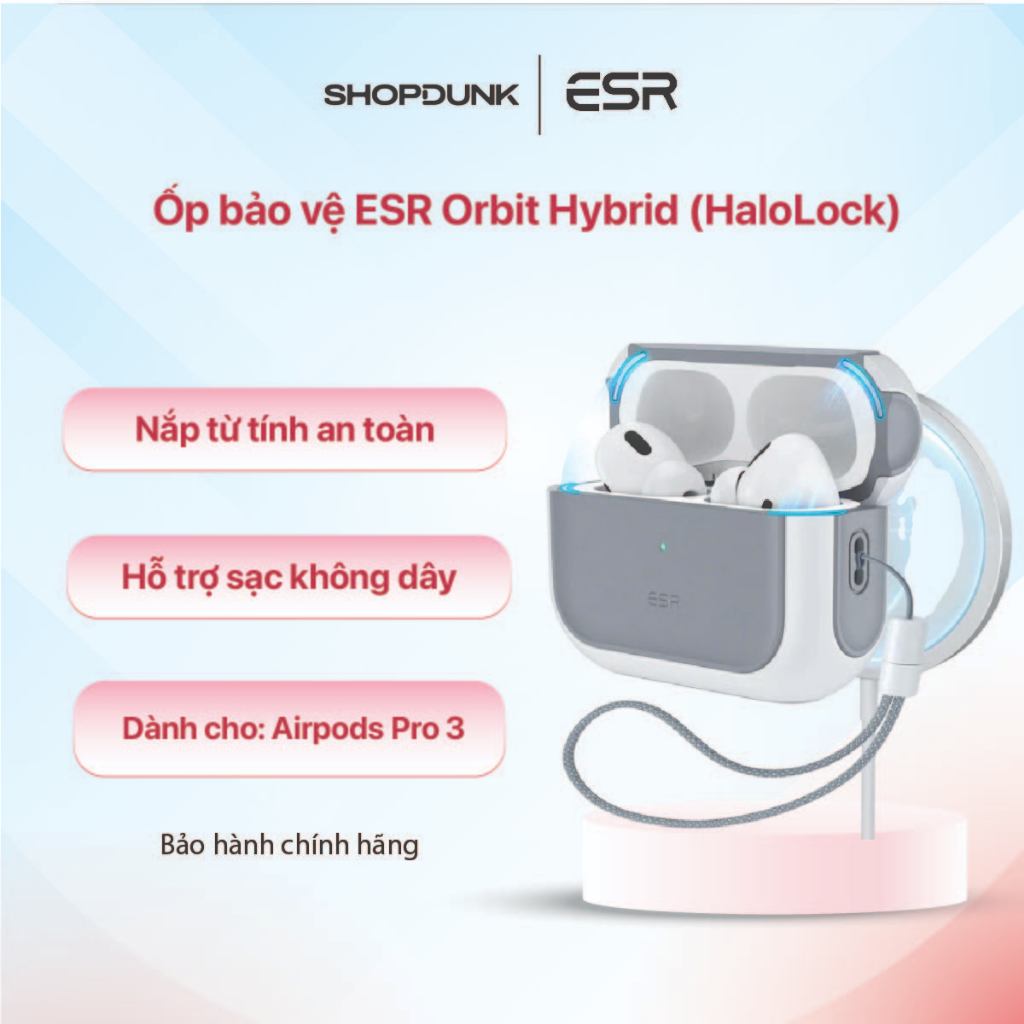 Ốp bảo vệ ESR Orbit Hybrid (HaloLock) màu trắng dành cho Airpods Pro 3 (2025)