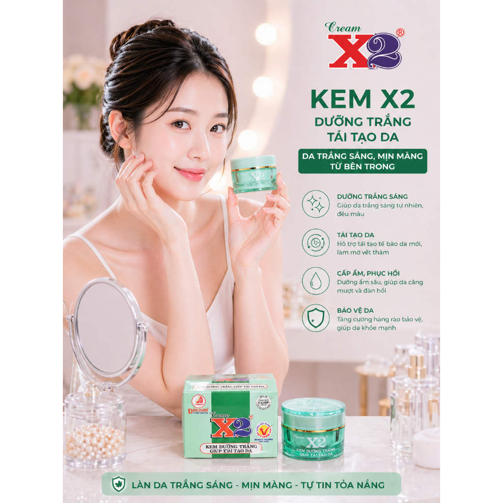 KEM X2 ĐĂNG DƯƠNG - KEM X2 DƯỠNG TRẮNG GIÚP TÁI TẠO DA 8GR
