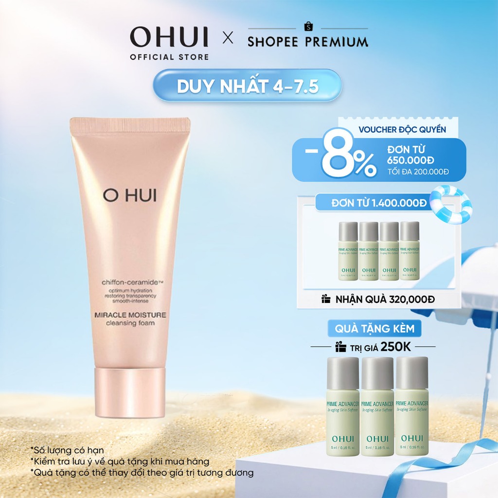 [OHUI Official] sữa rửa mặt dưỡng ẩm OHUI Miracle Moisture Cleansing Foam 200ml
