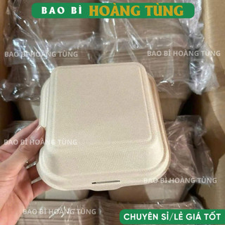 Combo 50 Hộp bã mía tự phân hủy, hộp bã mía đựng bánh kem bento cake