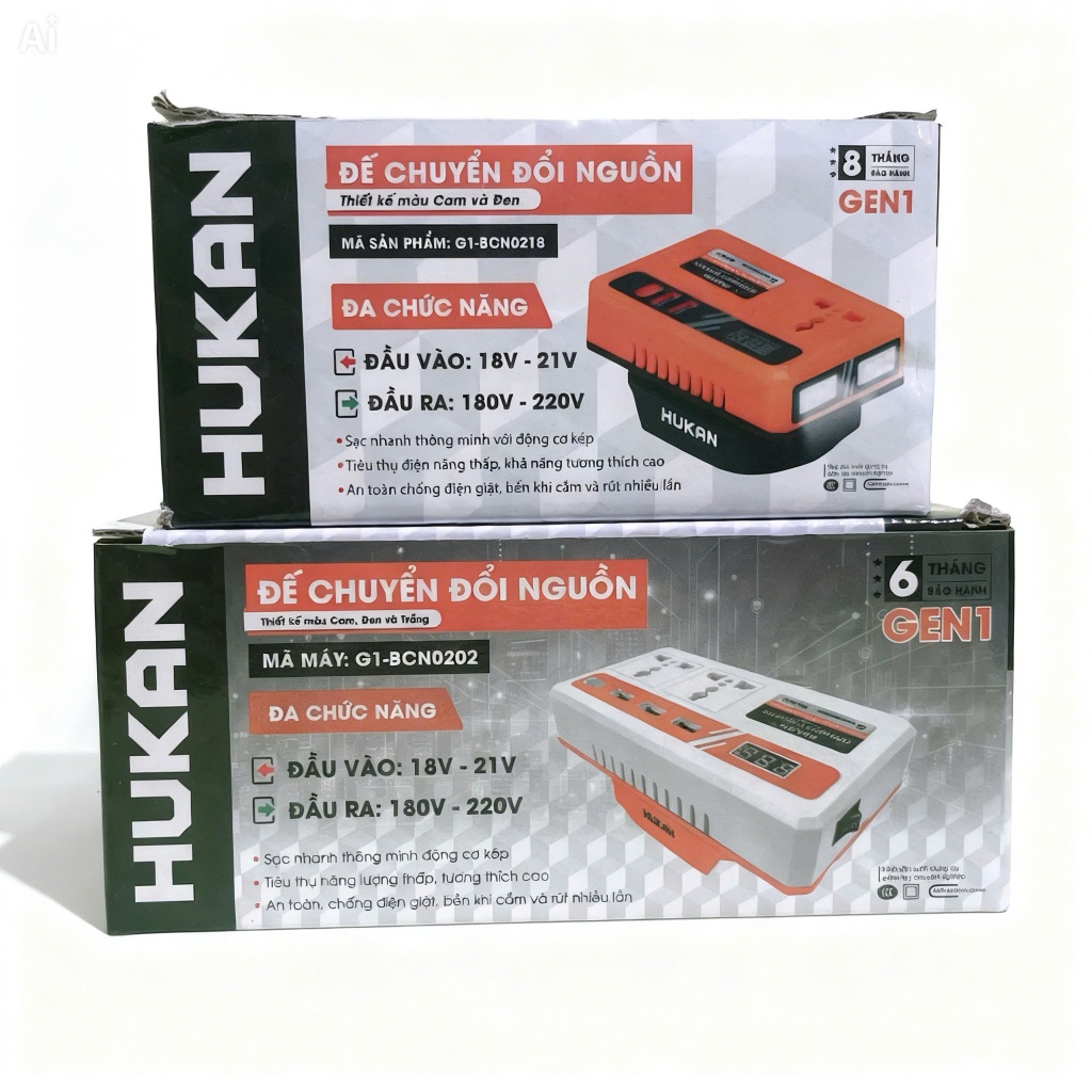 Đế chuyển nguồn điện pin 18-21v sang điện 220v HUKAN G1-BCN0218, G1-BCN0202 Chân pin phổ thông