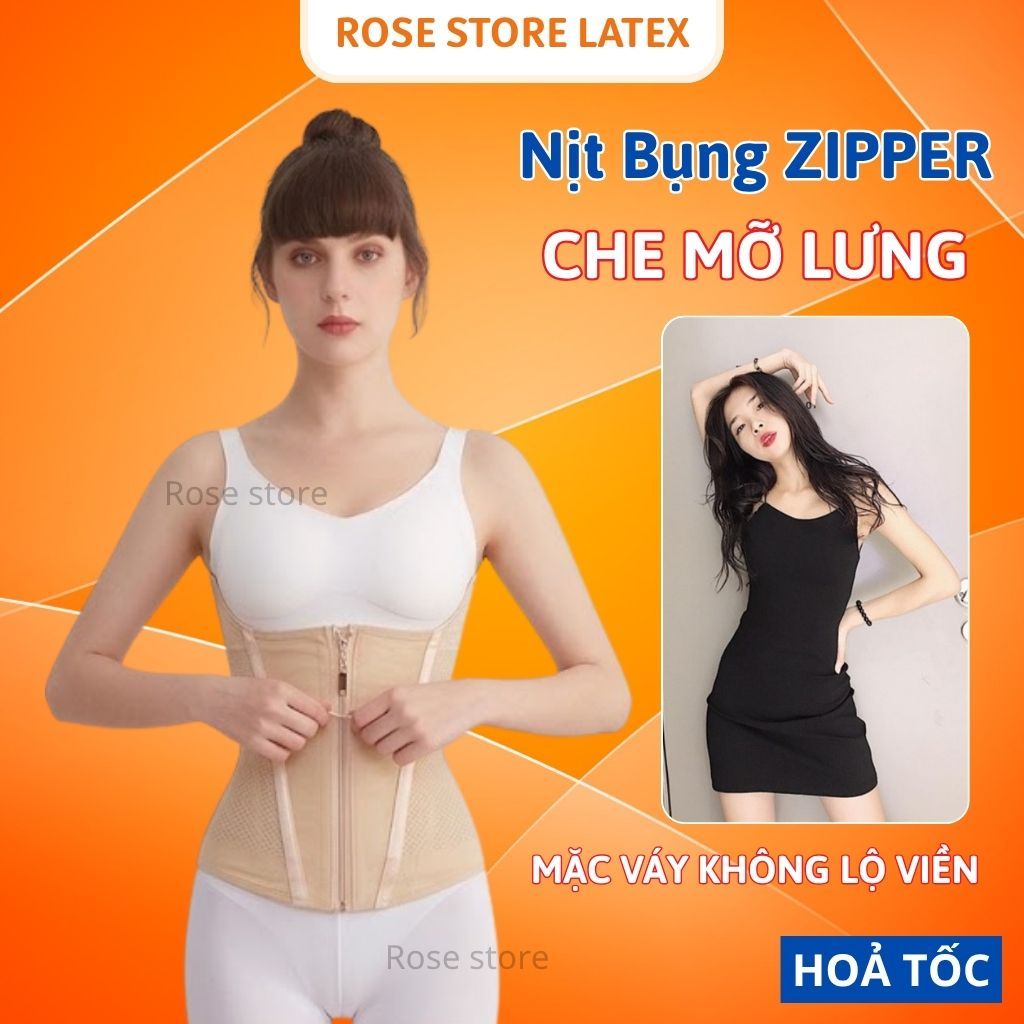 Latex Zipper - Đai Nịt Bụng Dây Kéo Kết Hợp Móc Cài  [ Tặng Kèm Áo Liner ]