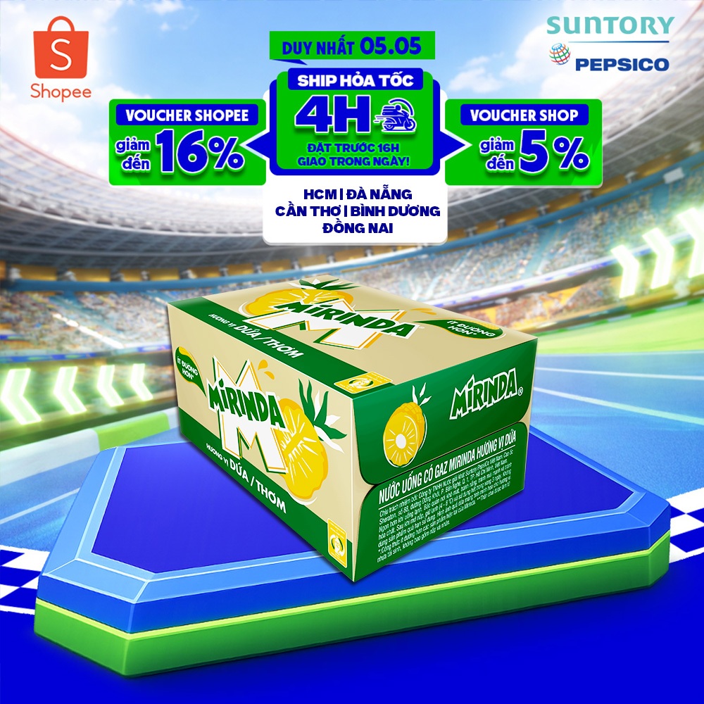 [Hỏa Tốc] Thùng 24 Chai Nước Ngọt Giải Khát Mirinda Dứa (390ml/chai)
