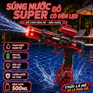 Súng Nước Phun Nước Tự Động Có Đèn – Dùng Pin Sạc, Bắn Mạnh, Món Quà Sinh Nhật Bé Trai Cực Hot