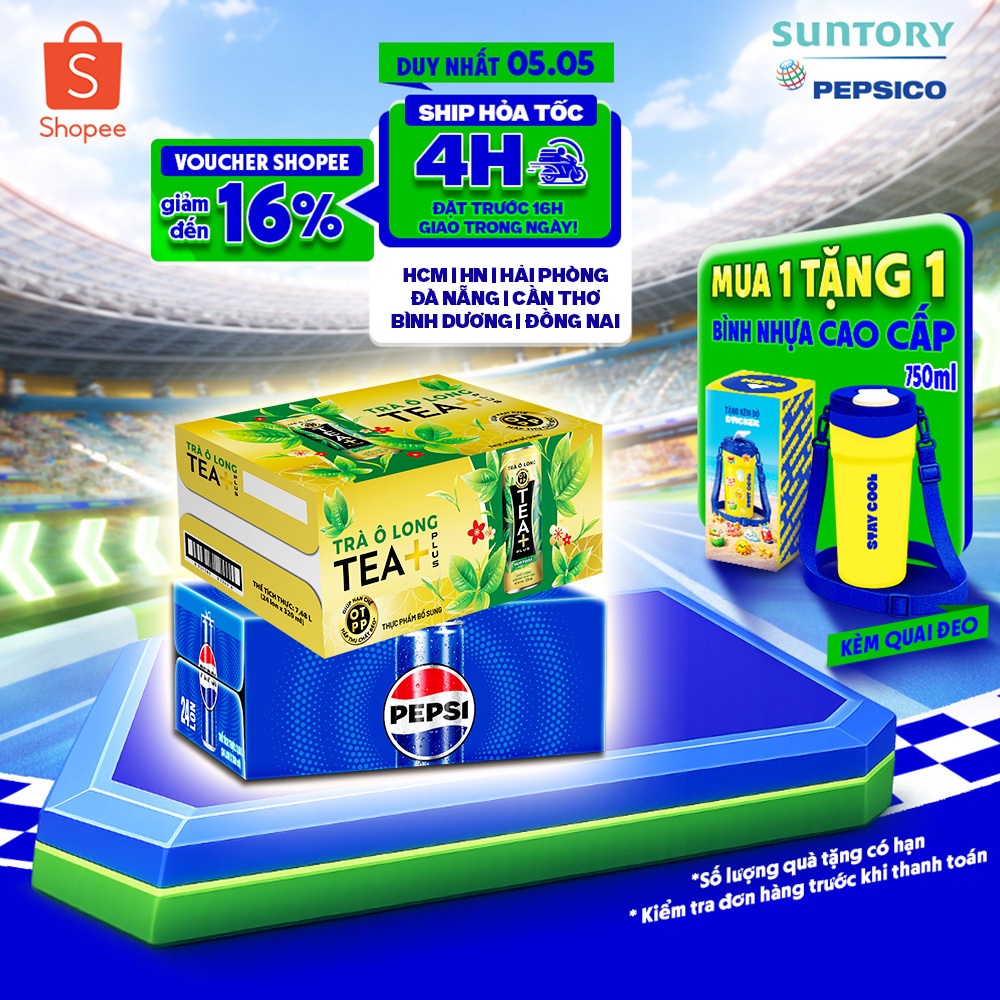 [Hỏa Tốc] Combo 1 Thùng Pepsi và 1 Thùng Trà Ô Long Tea+ (320ml hoặc 350ml/lon)