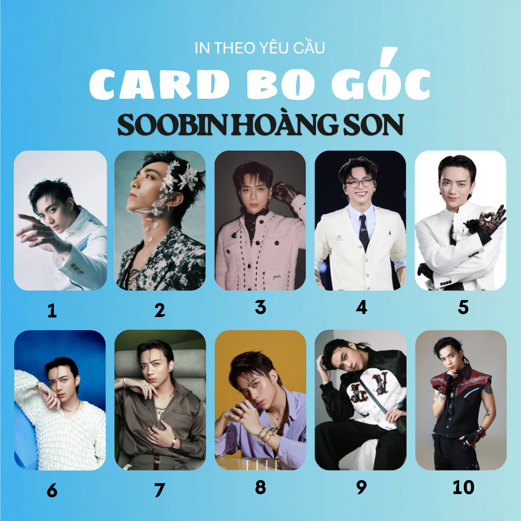 Card bo góc Soobin Hoàng Sơn, photocard Soobin Hoàng tử Underground - In 2 mặt, In theo yêu cầu