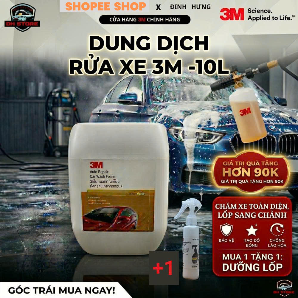 Xà bông rửa xe bọt tuyết 3M cao cấp 10Lit- [ Tặng dưỡng lốp 3M-200ML).