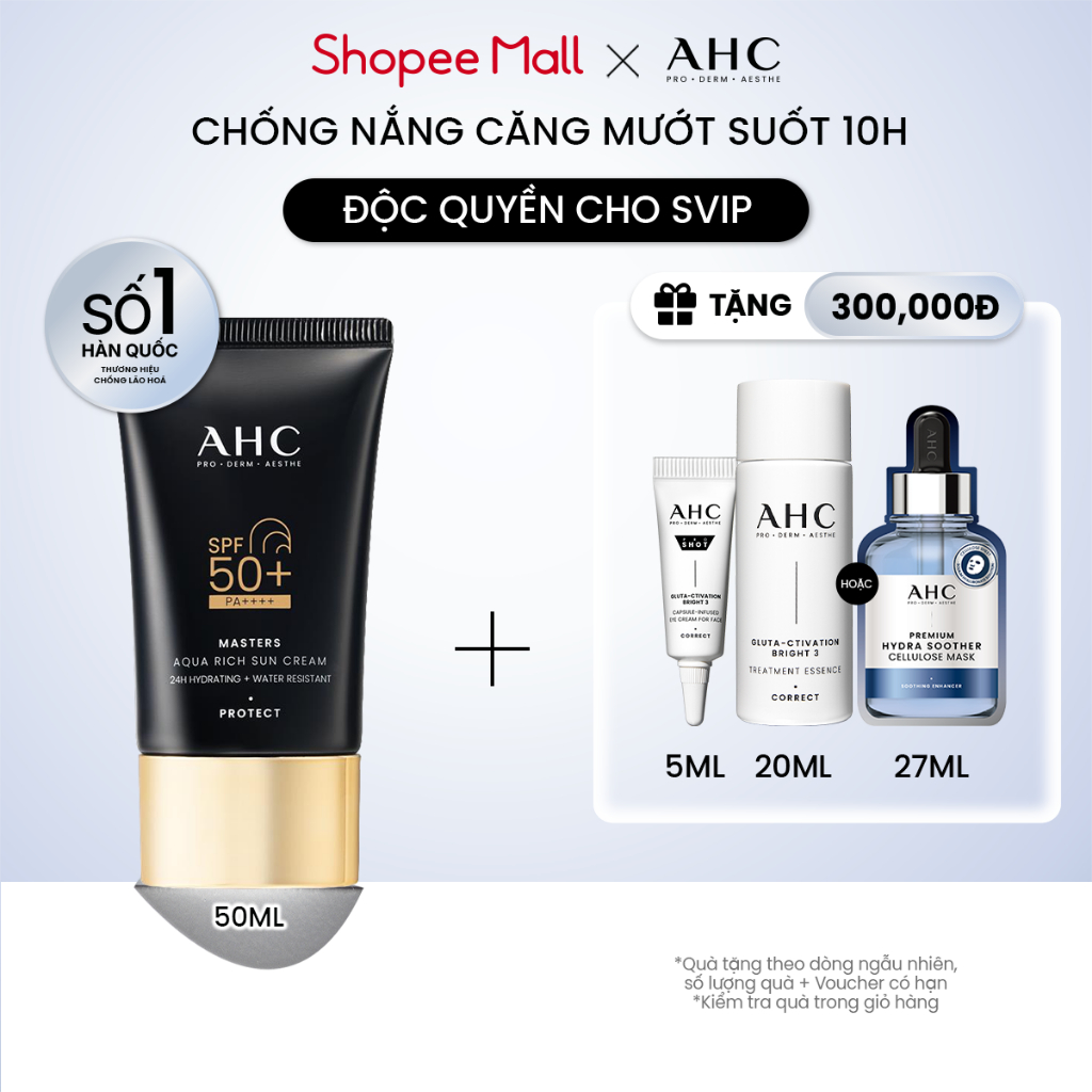 [SVIP] Kem chống nắng AHC phổ rộng 400nm căng mướt da chuẩn Hàn Masters Aqua Rich Sun Cream | BigBuy360 - bigbuy360.vn