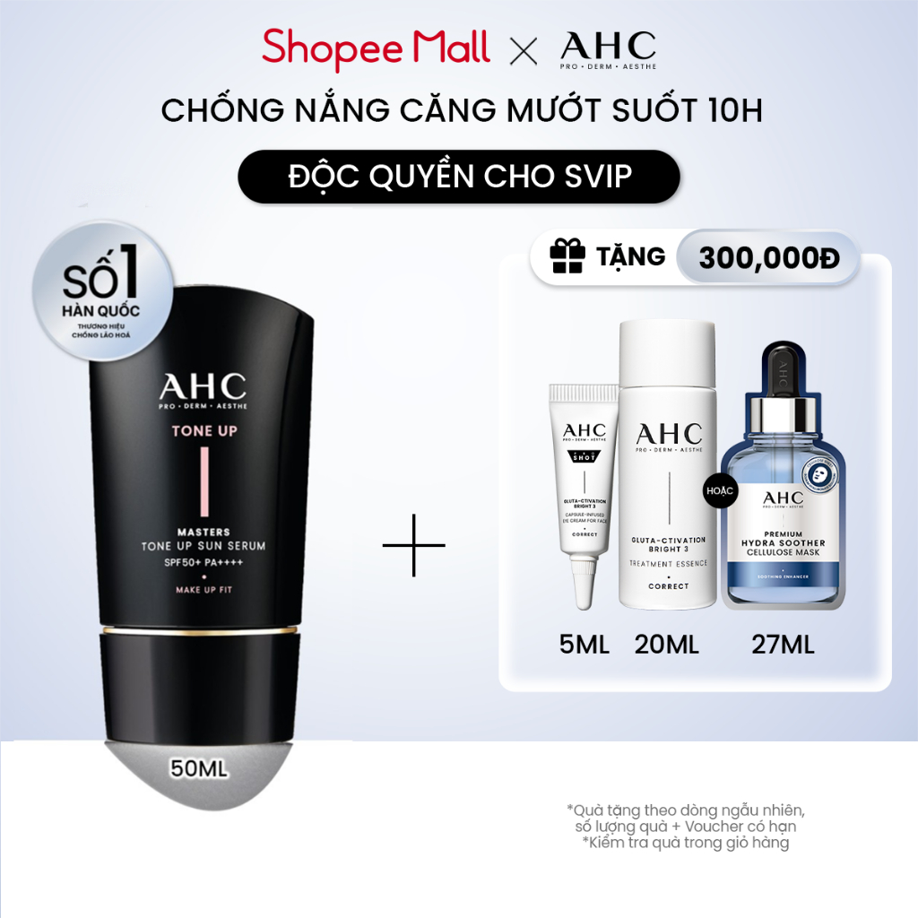 [SVIP][Hàng mới về] Serum Chống Nắng Hiệu Chỉnh Sắc Da, Nâng Tone Chuẩn Hàn (50 ml) AHC MASTERS TONE UP SUN SERUM | BigBuy360 - bigbuy360.vn