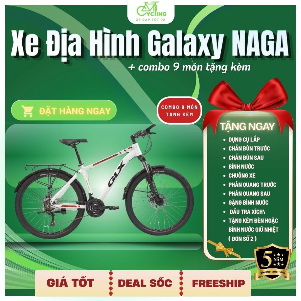 Xe Đạp Địa Hình Galaxy TH19T 2026, Xe Đạp Người Lớn Khung Thép Hợp Kim Vành 24/26 Inch Baga