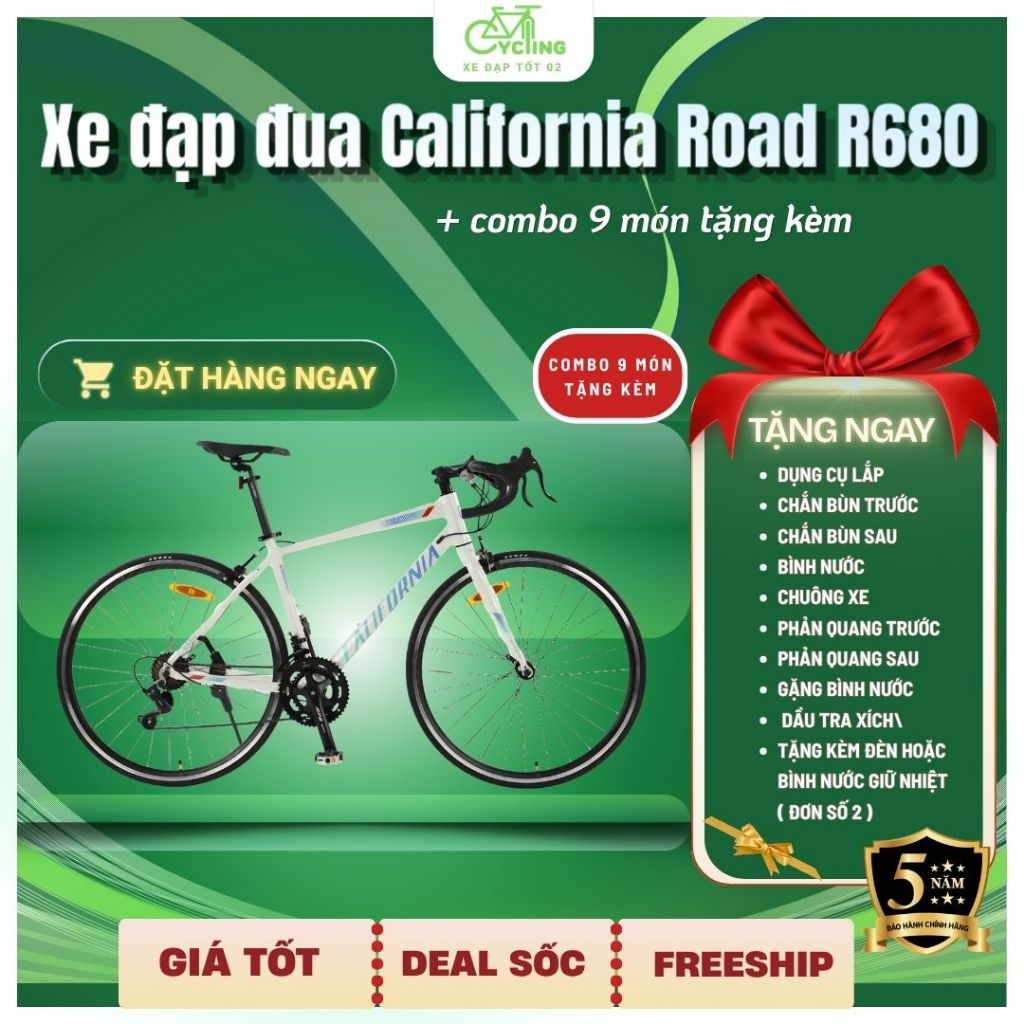 Xe Đạp Đua California Road R680 – Xe Road Bike 700C Nhôm 6061 Shimano 14 Tốc Độ Nhẹ Nhành