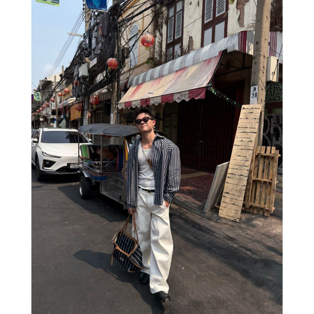 Áo Sơ Mi Kẻ Sọc Vải Cotton Tự Nhiên Form Oversize / Wood Element - SHIN SHIRT