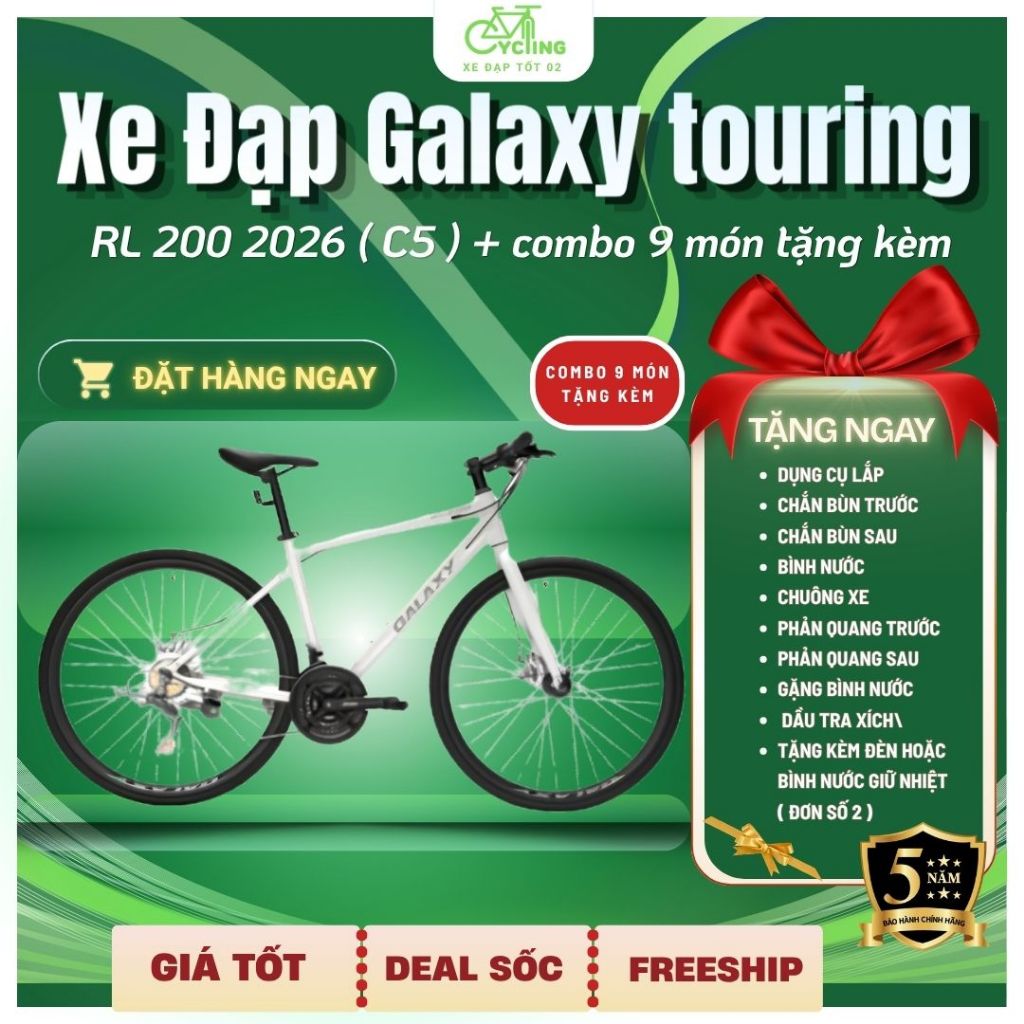 Xe Đạp Touring Galaxy RL200 C5 2026 - Xe Thể Thao 700C 21 Tốc Độ Khung Nhôm Dây Âm Chạy Êm