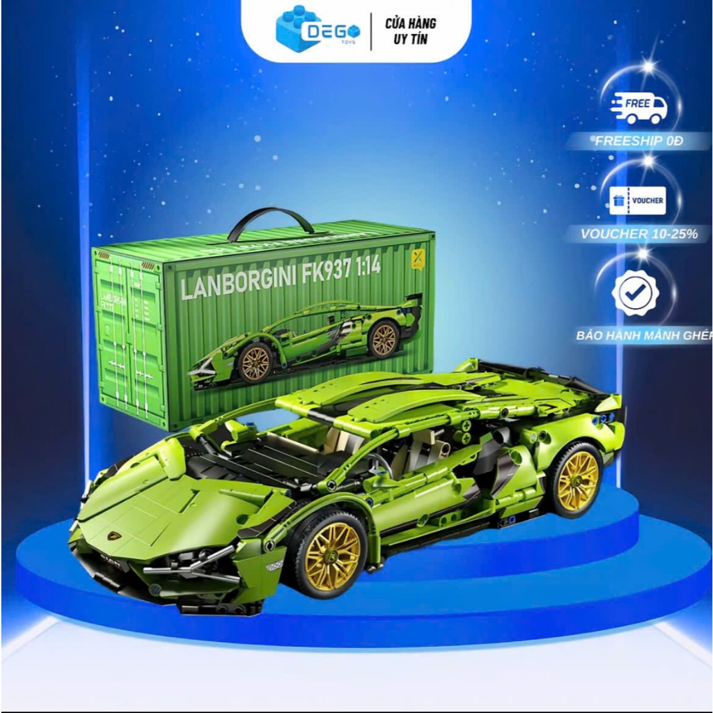 Mô hình trưng bày xe Lambo Sian tỉ lệ 1:14, mô hình lắp ráp siêu xe đua trưng bày Dego Toys
