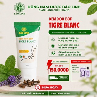 Kem Xoa Bóp Lạnh TIGRE BLANC Bảo Linh - Massage Lưng, Cổ, Vai Gáy, đồng thời giúp dưỡng ẩm, làm mềm da và săn chắc da