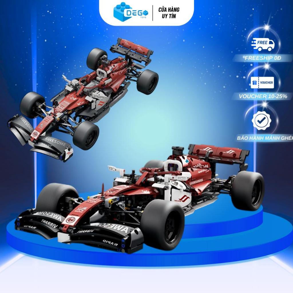 Mô hình lắp ráp siêu xe đua F1 màu Đỏ trắng JZH-051 Tỉ lệ 1:10  , đồ chơi lắp ráp siêu xe đua F1 Deg