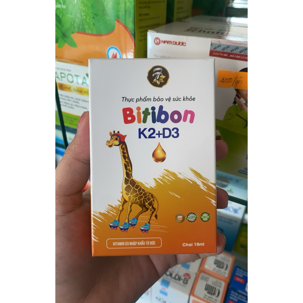 Bitibon K2+D3 hộp 1 lọ 10ml Bổ sung vitamin D3 và K2 cho cơ thể, giúp tăng cường hấp thu canxi cho c