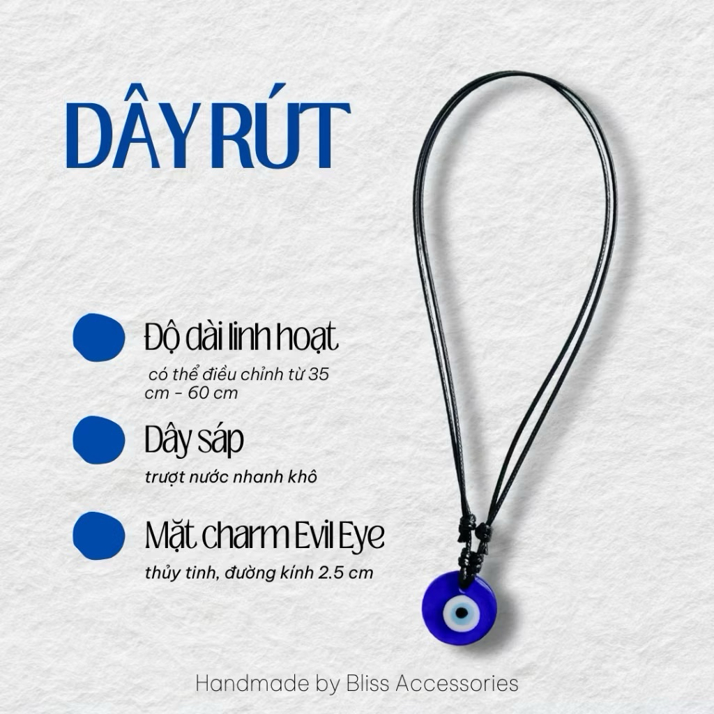 Vòng cổ Evil Eye thủy tinh 2.5cm Bliss Accessories - Dây chuyền handmade