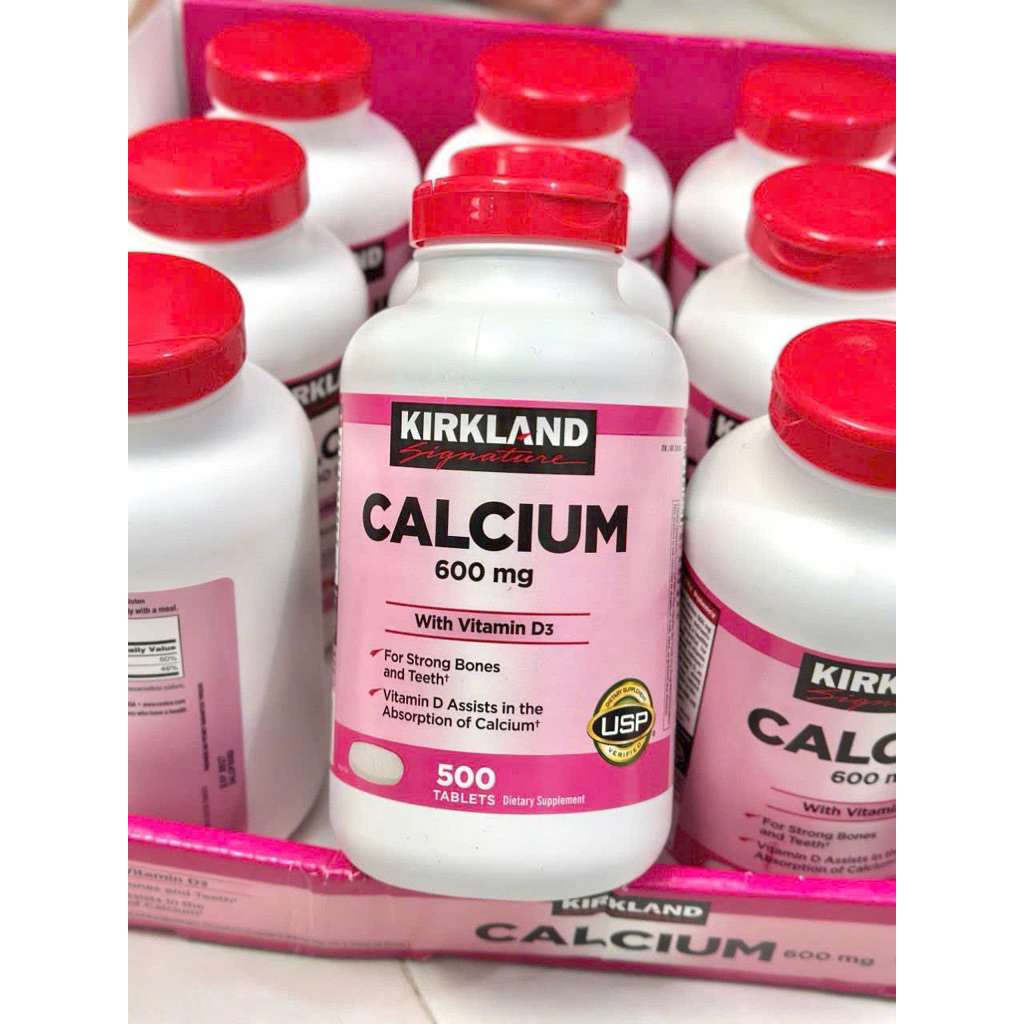 Viên uống Bổ Sung Canxi Kirkland Calcium 600mg + D3, 500 viên - USA ( Hủ Màu Hồng )