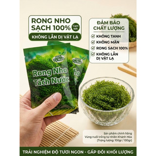 Rong Nho Tách Nước, Hàng Loại 1, Rong Nho Khánh Hòa, Không Tanh, Không Mặn, Đóng gói túi 100gr Tiện Dụng