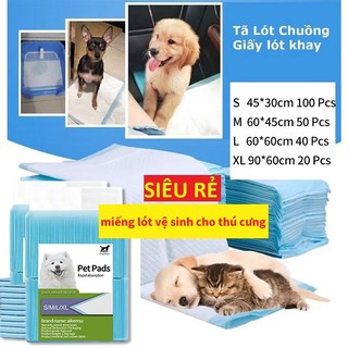 Tã lót vệ sinh dành cho chó mèo, tiện lợi khi huấn luyện đi vệ sinh. Có đầy đủ các size S, M, L, XL – mỗi size 100 miếng
