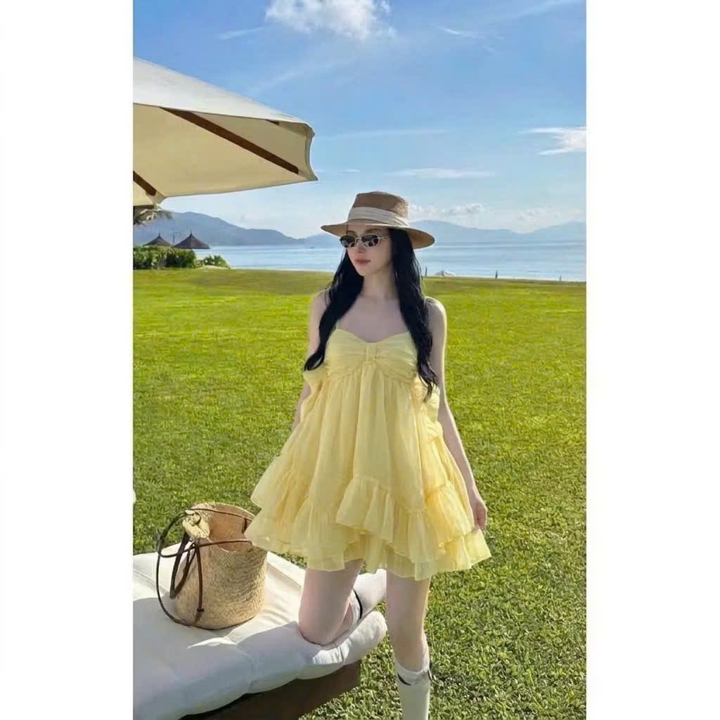[SẴN/ CÓ MÚT ĐỆM] ĐẦM VÁY BABYDOLL HỞ LƯNG DÁNG XOÈ TAY BUỘC THẮT NƠ ĐI BIỂN SIÊU XINH 2MONDAY V67 | BigBuy360 - bigbuy360.vn
