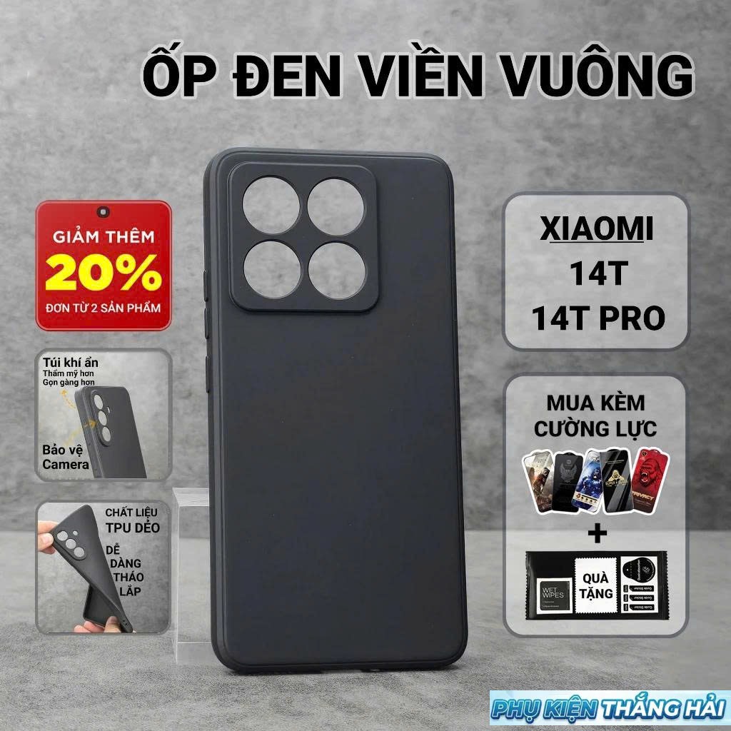 Ốp lưng Xiaomi 14T, 14T Pro 5G PKTH Case trơn màu đen | Ốp điện thoại Xiaomi dẻo bảo vệ camera đt to