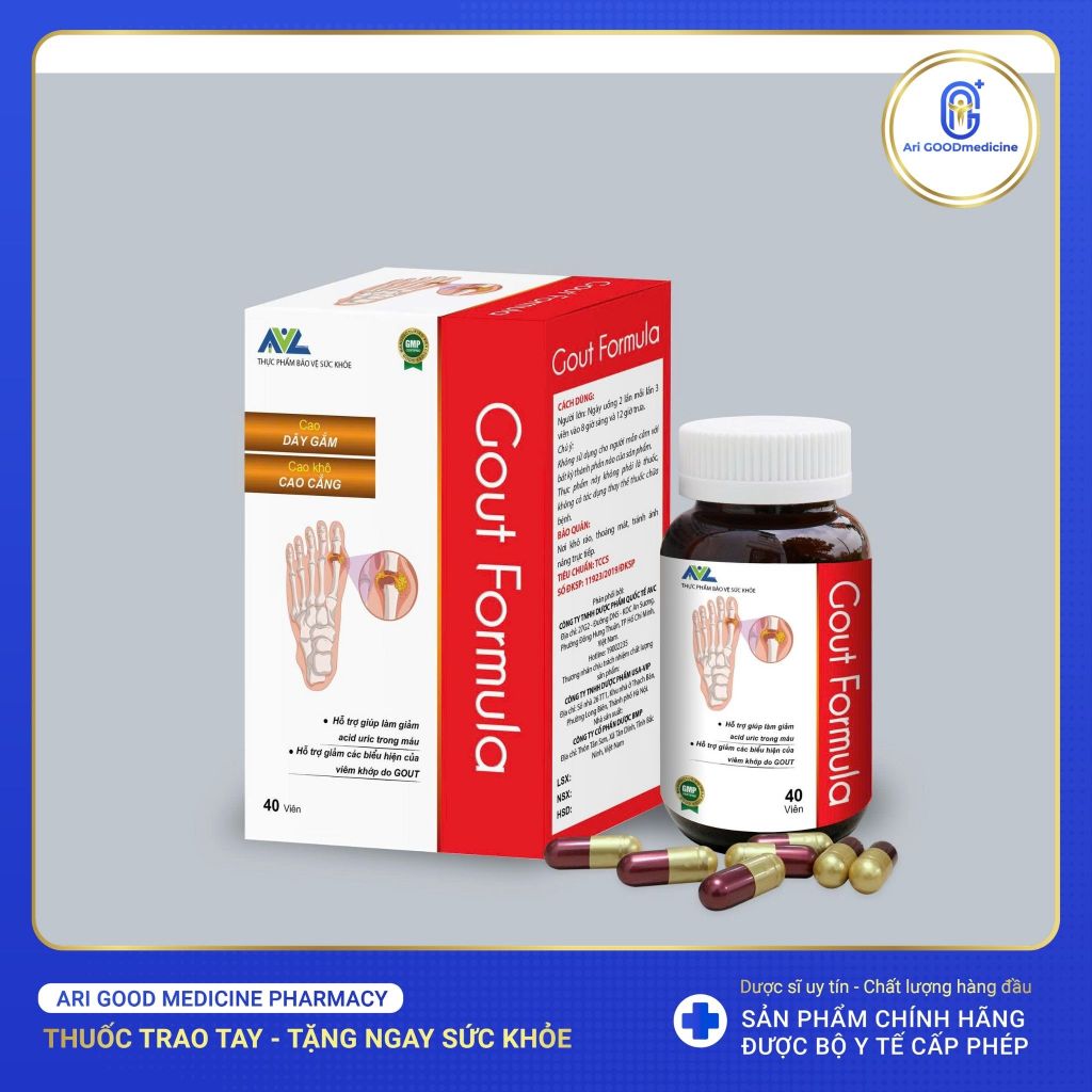 Viên Gout Formula làm giảm acid uric và giảm sưng do Gout ,có phiếu công bố hộp (60 viên)