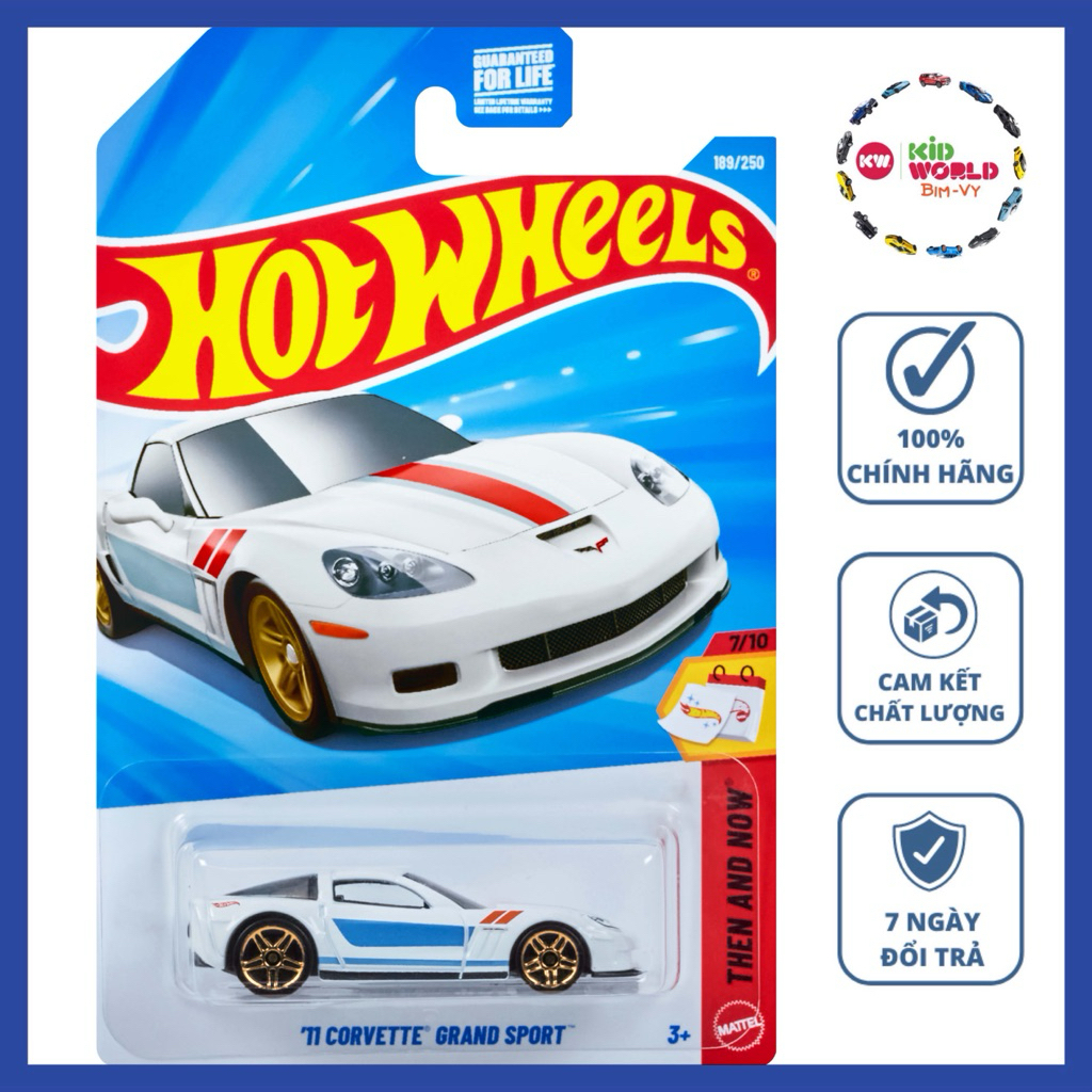 Xe mô hình Hot Wheels basic '11 Corvette Grand Sport JJK27.