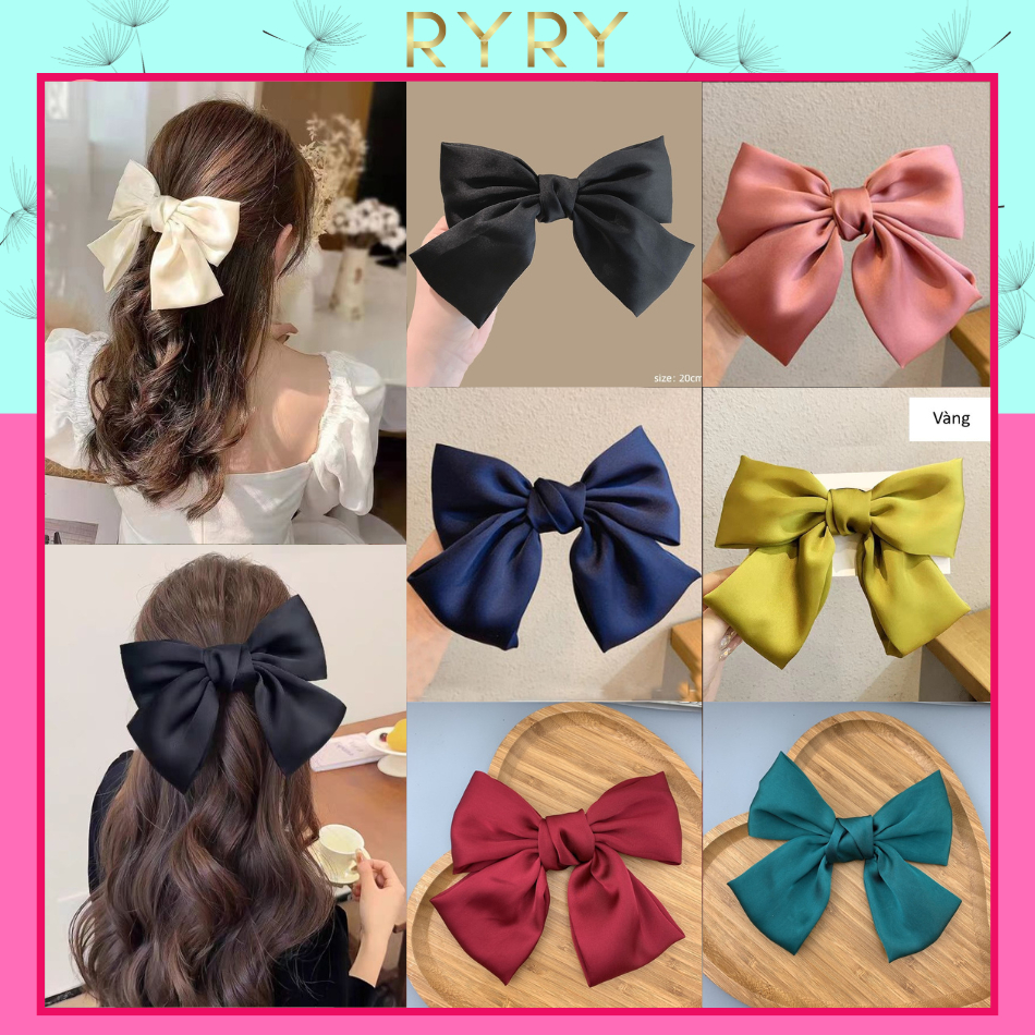 Kẹp Tóc Đính Nơ Chất Lụa Satin Mềm Nhiều Màu HOT TREND