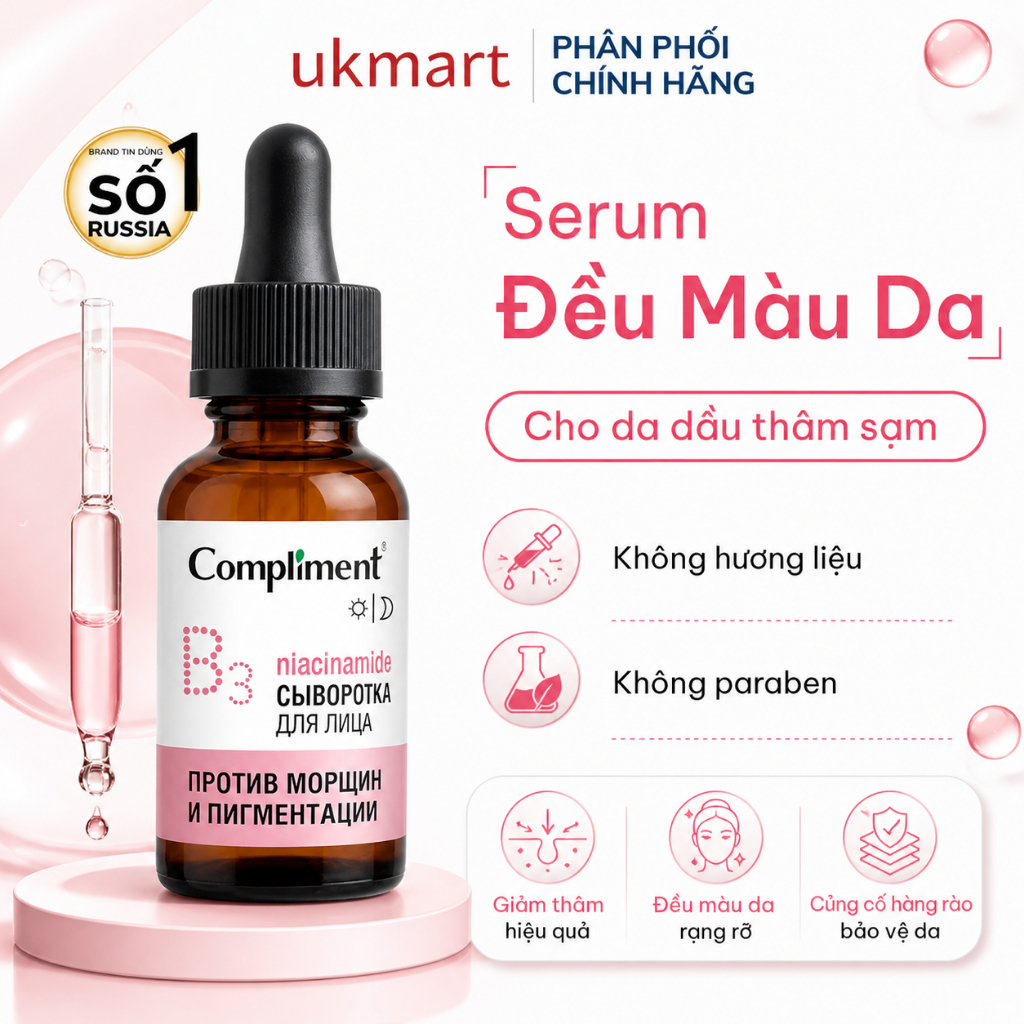 Serum Tinh chất Dưỡng Da Compliment B3 Anti-wrinkle Đều Màu, Kiềm Dầu, Dưỡng Ẩm, Trắng Sáng 27ml