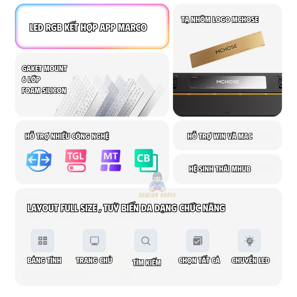 Bàn phím cơ không dây full size Mchose K99 V3 - 3 Mode - Pin 10000 - Mạch Xuôi 5 pin - LED RGB - Tạ nhôm | BigBuy360 - bigbuy360.vn