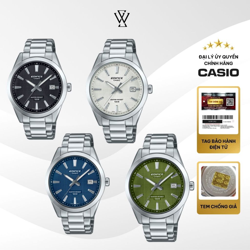 Đồng hồ Casio Edifice EFV-160D Máy Pin/Quartz 40mm Kính khoáng Dây Vỏ Thép Không Gỉ Chính hãng