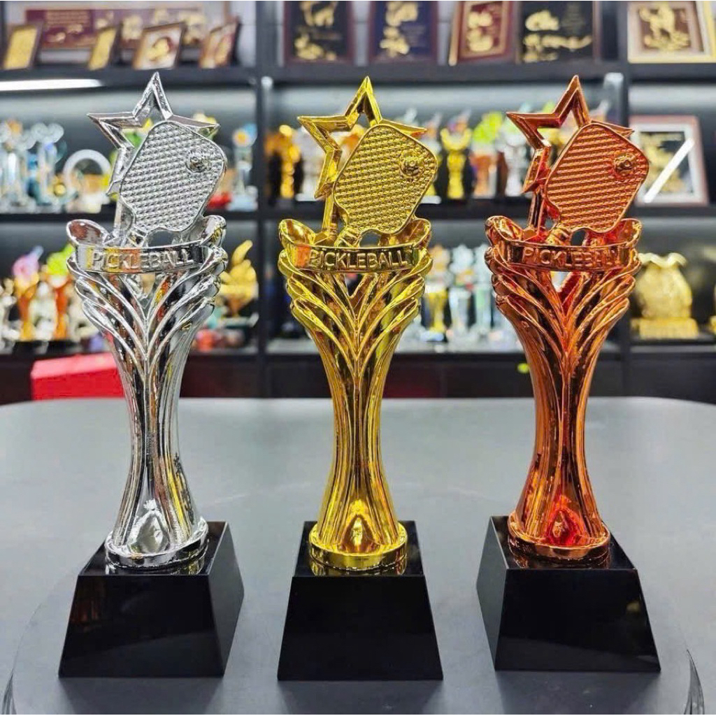 Cúp Pickleball Thân Liền Cao Cấp Giá Rẻ – Trophy Pickleball Vàng Bạc Đồng – Cúp Trao Giải Pickleball