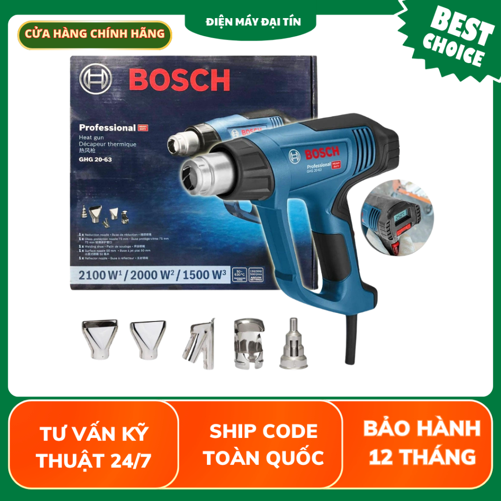 (Chính hãng) Máy thổi hơi nóng Bosch GHG 20-63 2000W ( có Vat)