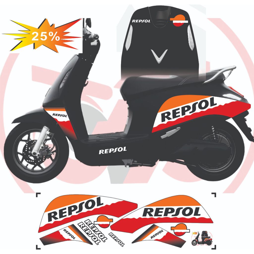 TEM DÁN XE EVO 200 - EVO LITE NEO - EVO GRAND - EVO MAX , TEM REPSOL TEM RỜI MẢNG TEM LỚN BỀN MÀU CH