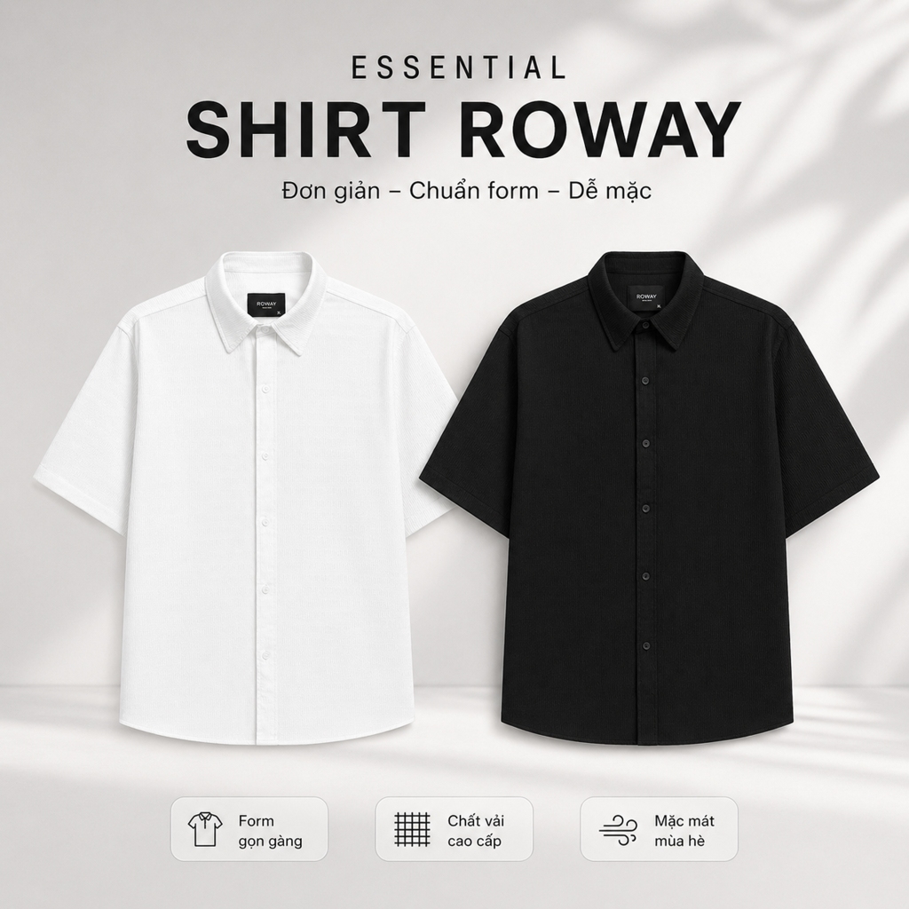 Áo sơ mi ROWAY form regular | Cộc tay đũi sóng