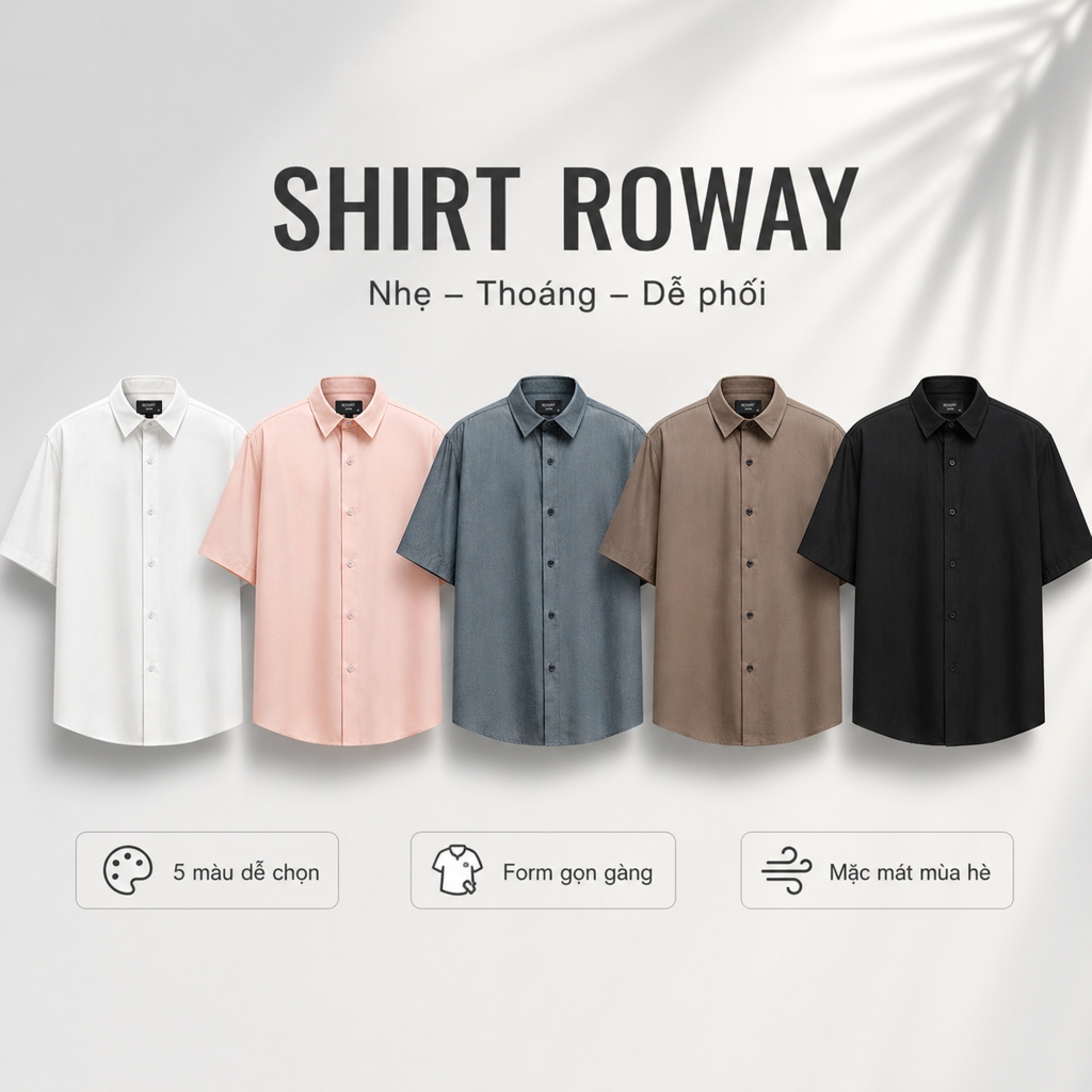 Áo sơ mi ROWAY form regular | Cộc tay đũi tơ