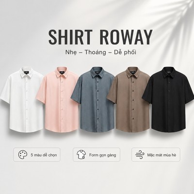 Áo sơ mi ROWAY form regular | Cộc tay đũi tơ