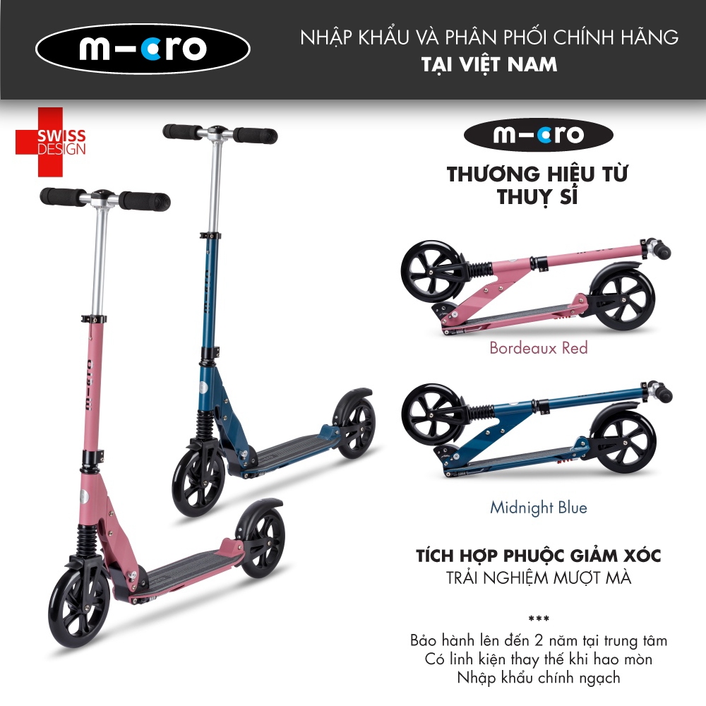 Xe scooter Micro Suspension cho trẻ 12+ và người lớn /Thương hiệu Thuỵ Sĩ/ Tải trọng 100kg