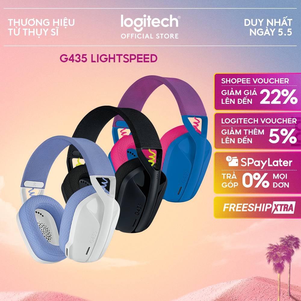 Tai nghe gaming Bluetooth và Lightspeed Logitech G435 Mic ảo tích hợp PC Mobile PS5