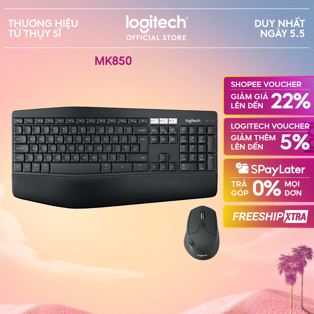 Bộ bàn phím và chuột không dây Bluetooth đa thiết bị Logitech MK850 - Công nghệ Logitech Flow