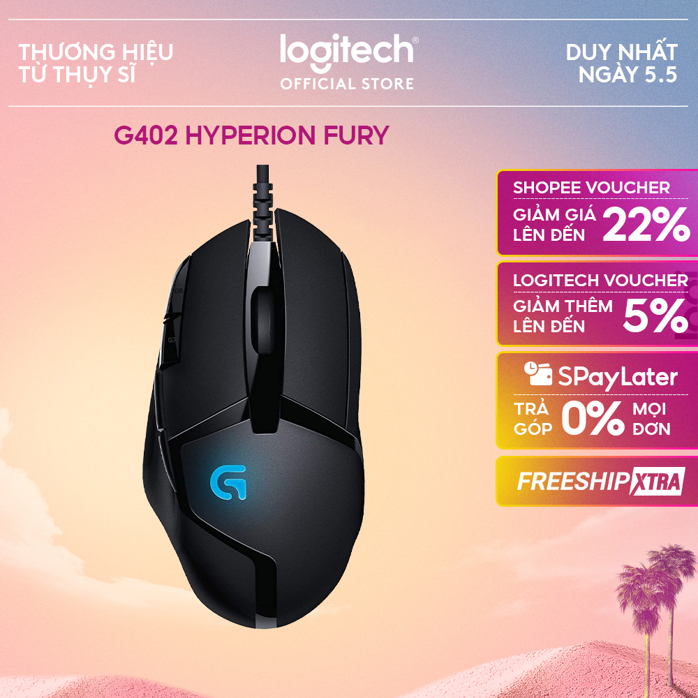 Chuột gaming có dây Logitech G402 Hyperion Fury FPS - Theo dõi tốc độ cao 8 nút lập trình