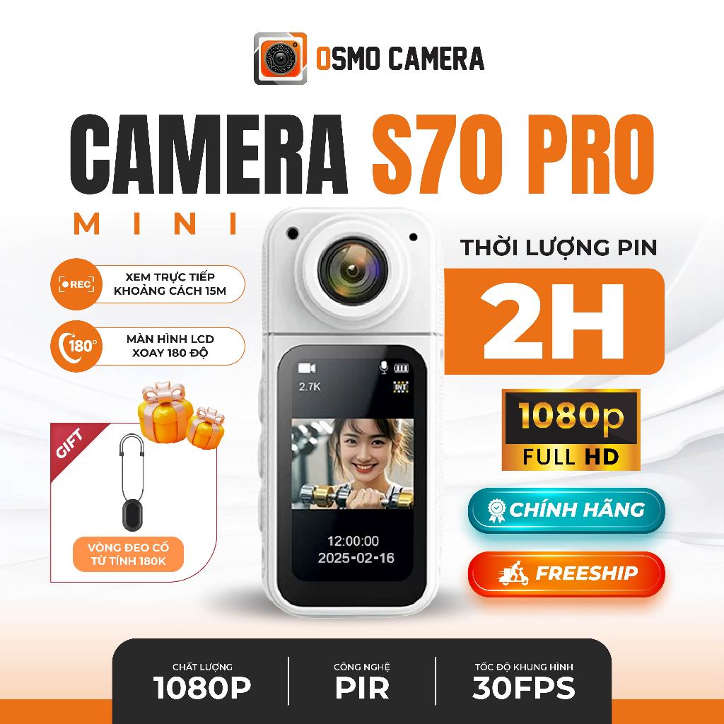 [HOẢ TỐC HCM] Camera Minii S70 Không Dây Kết Nối Wifi, Xem Trực Tiếp Qua Điện Thoại, Quay Phim Góc R