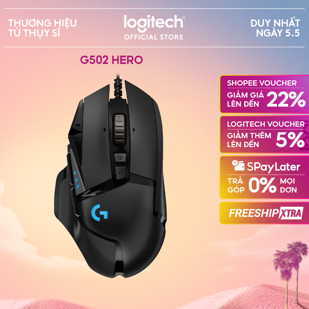 Chuột gaming có dây Logitech G502 Hero - Cảm biến Hero 25k, RGB, 11 nút lập trình