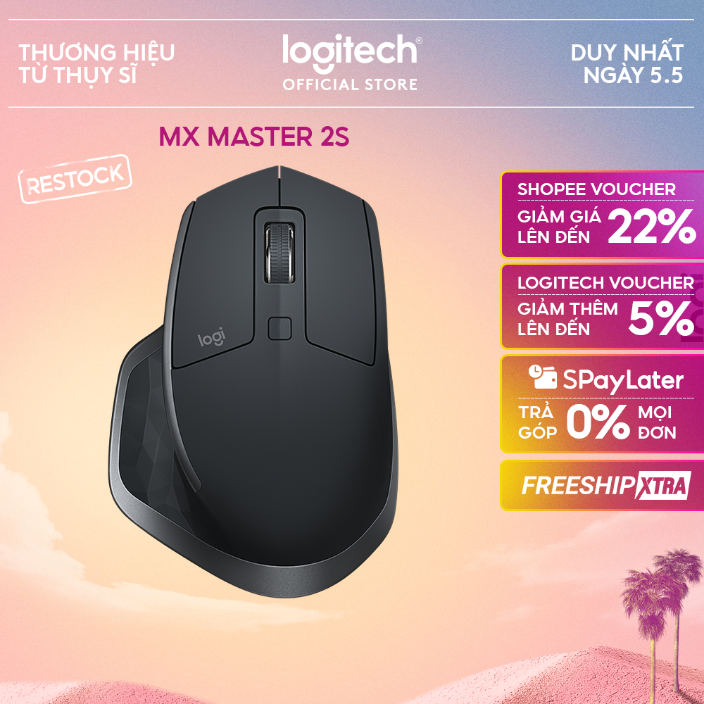 Chuột không dây Bluetooth Logitech MX Master 2s - form to, pin sạc USB-A, Mac/ Laptop