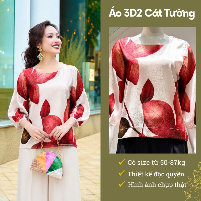 Áo gấm trung niên hoạ tiết sang trọng, quà tặng bà tặng mẹ AG02 -Thời trang Cát Tường